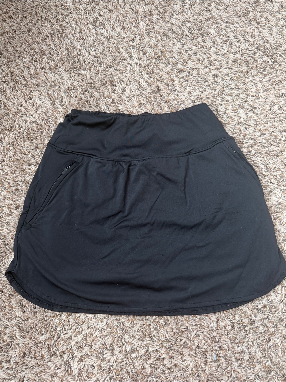 Black Activewear Skirt with Zip Pocket
